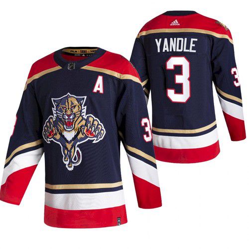 Cheap Men Florida Panthers 3 Yandle Blue NHL 2021 Reverse Retro jersey